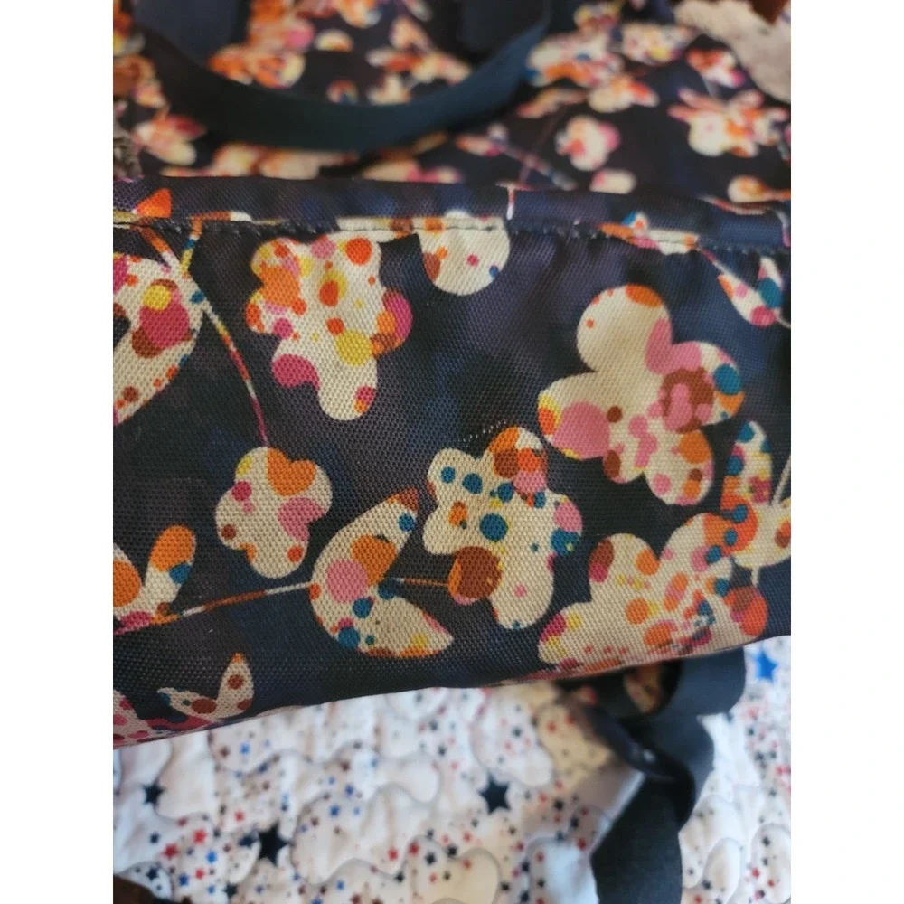 Vera Bradley Lighten Up Frame Large Backpack Floral Print Travel School Bag Navy